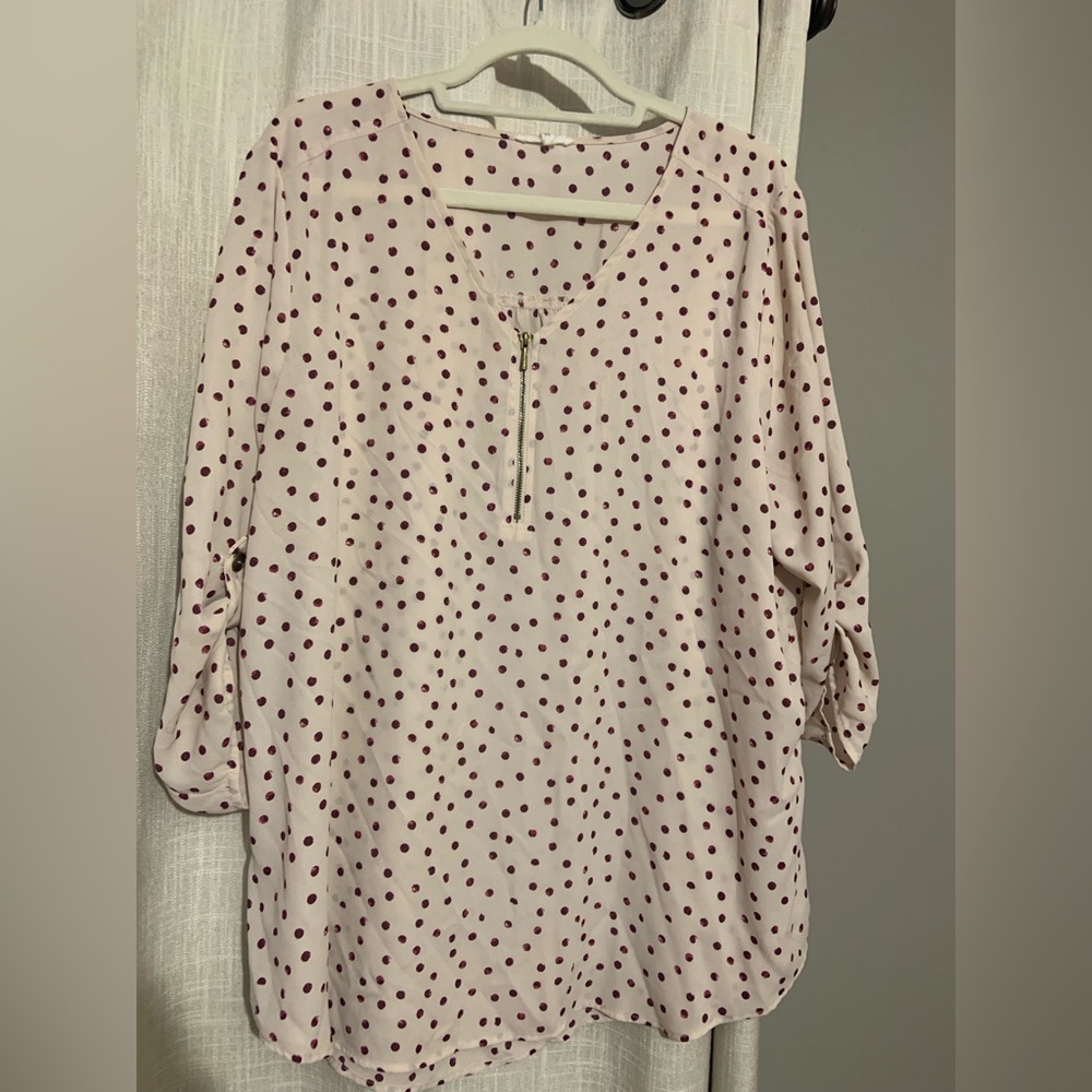 Polka dot blouse with zipper